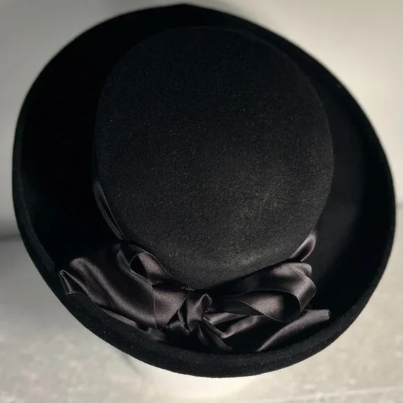 Eric Javits Vintage Wool Hat Satin Bow Old Money Quiet Luxury Cottage Prairie - Picture 3 of 7